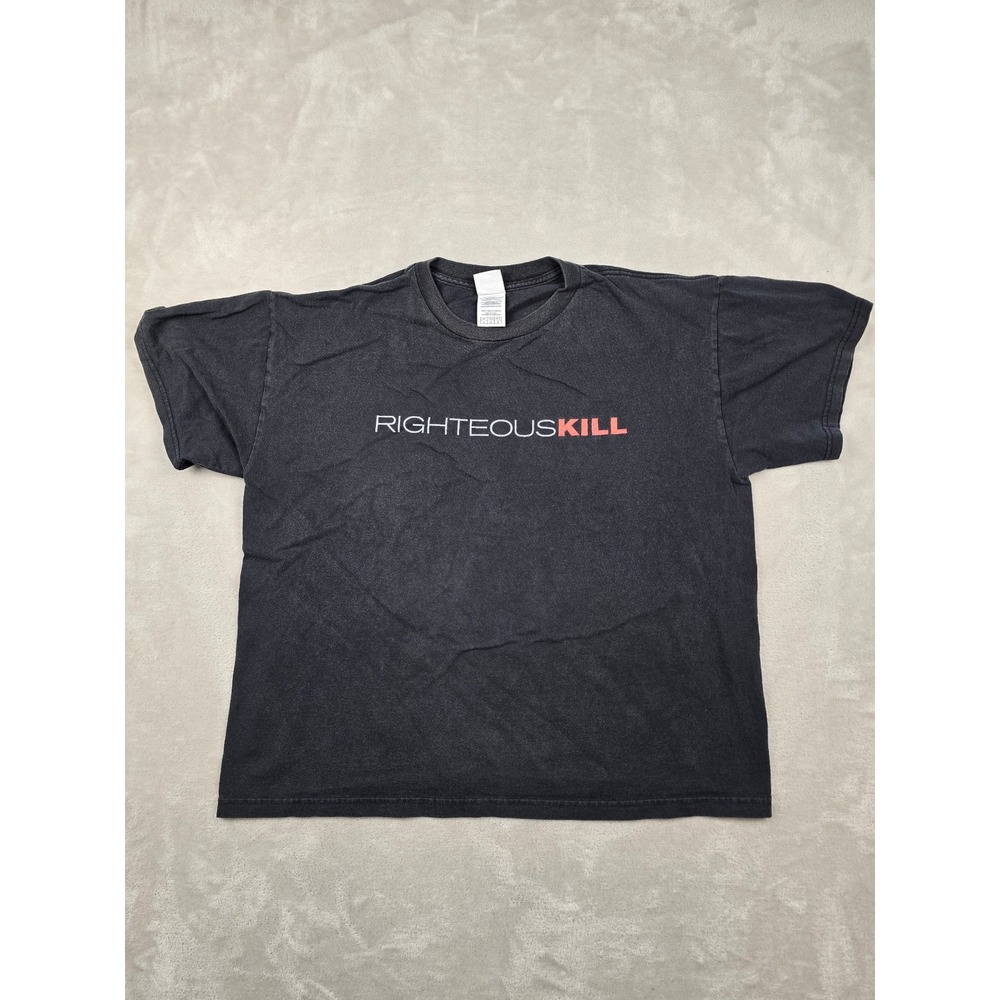 Delta Righteous Kill Movie Promo T-Shirt Men L Black Graphic Tee Boxy Fade *Read